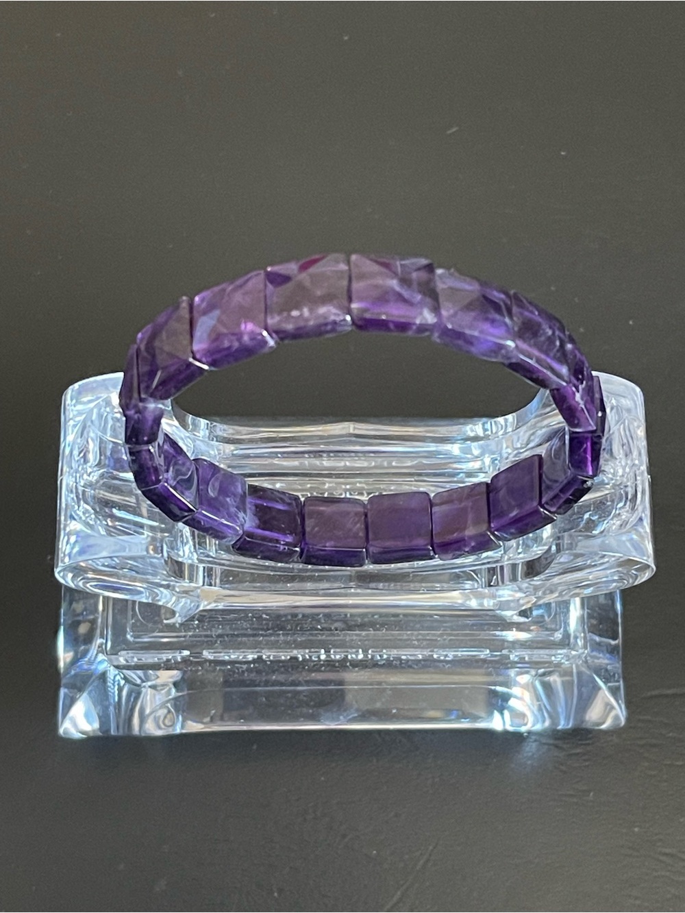 Amethyst Purple Beaded Stretch soft bangle Bracelet.